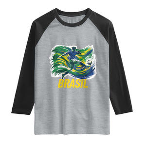 Brazil Soccer Brasil Flag Patriotic Sports Raglan Shirt Brazilian Football Fan Supporter