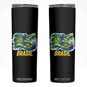 Brazil Soccer Brasil Flag Patriotic Sports Skinny Tumbler Brazilian Football Fan Supporter TS14 Black Print Your Wear
