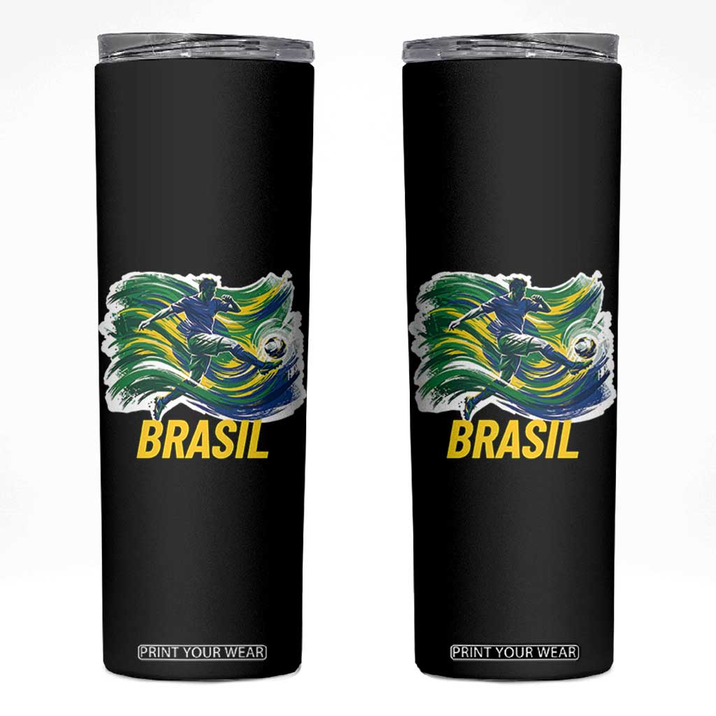 Brazil Soccer Brasil Flag Patriotic Sports Skinny Tumbler Brazilian Football Fan Supporter TS14 Black Print Your Wear