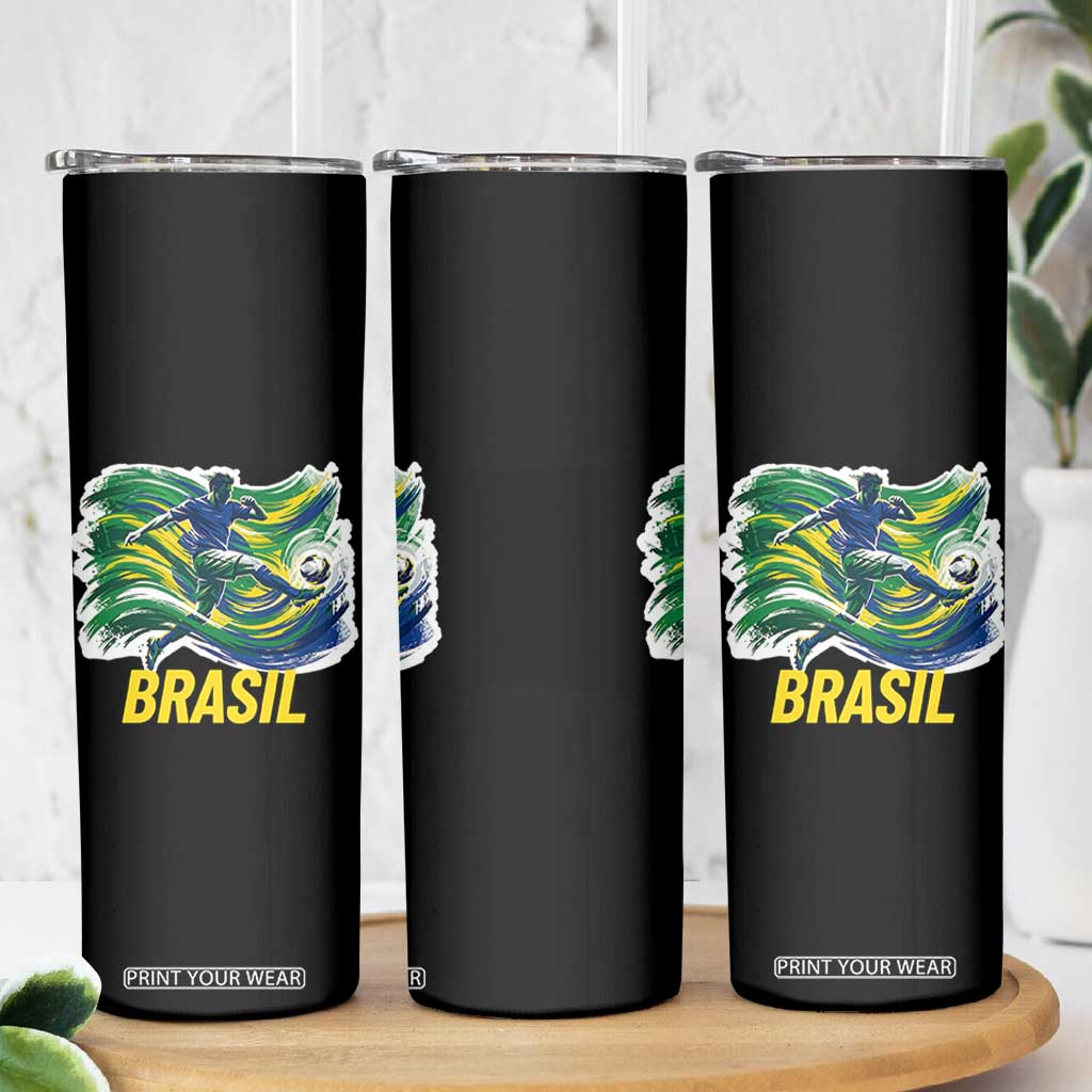 Brazil Soccer Brasil Flag Patriotic Sports Skinny Tumbler Brazilian Football Fan Supporter TS14 Print Your Wear