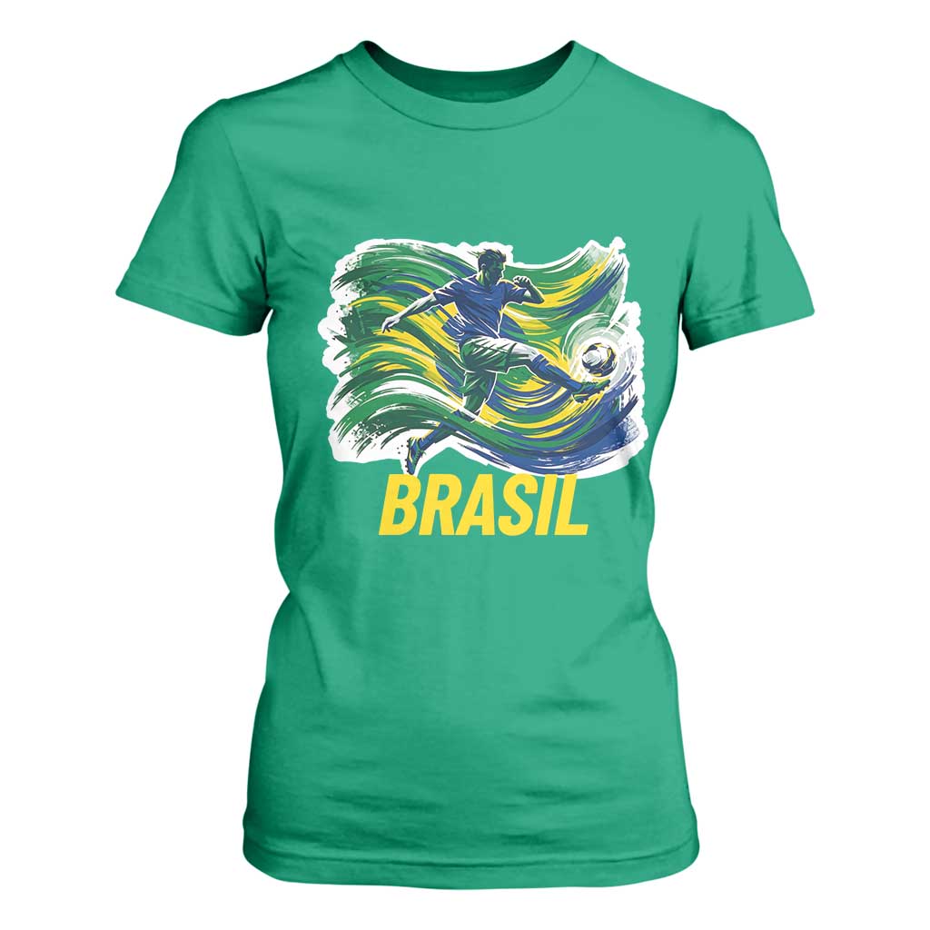 Brazil Soccer Brasil Flag Patriotic Sports T Shirt For Women Brazilian Football Fan Supporter