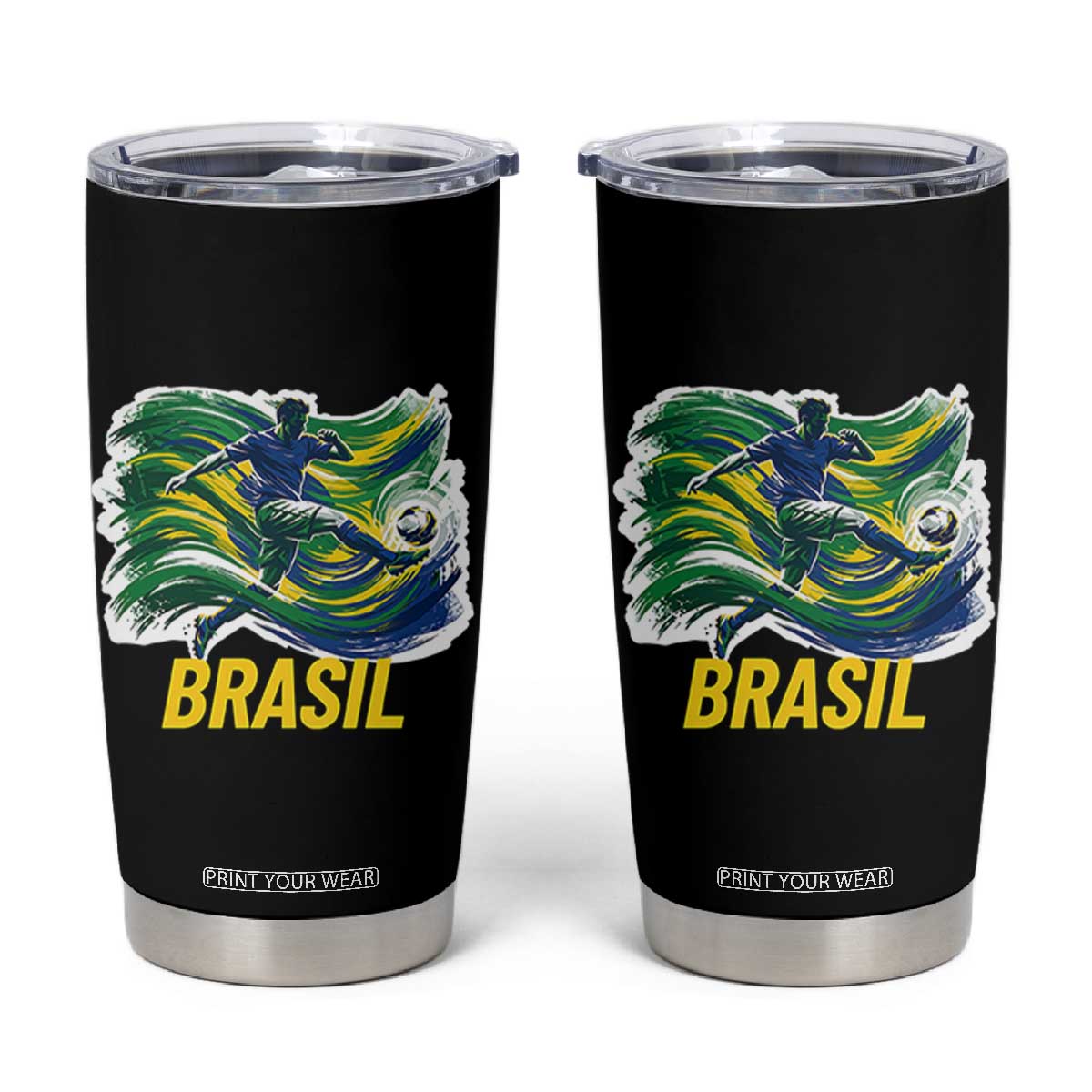 Brazil Soccer Brasil Flag Patriotic Sports Tumbler Cup Brazilian Football Fan Supporter TS14 Black Print Your Wear