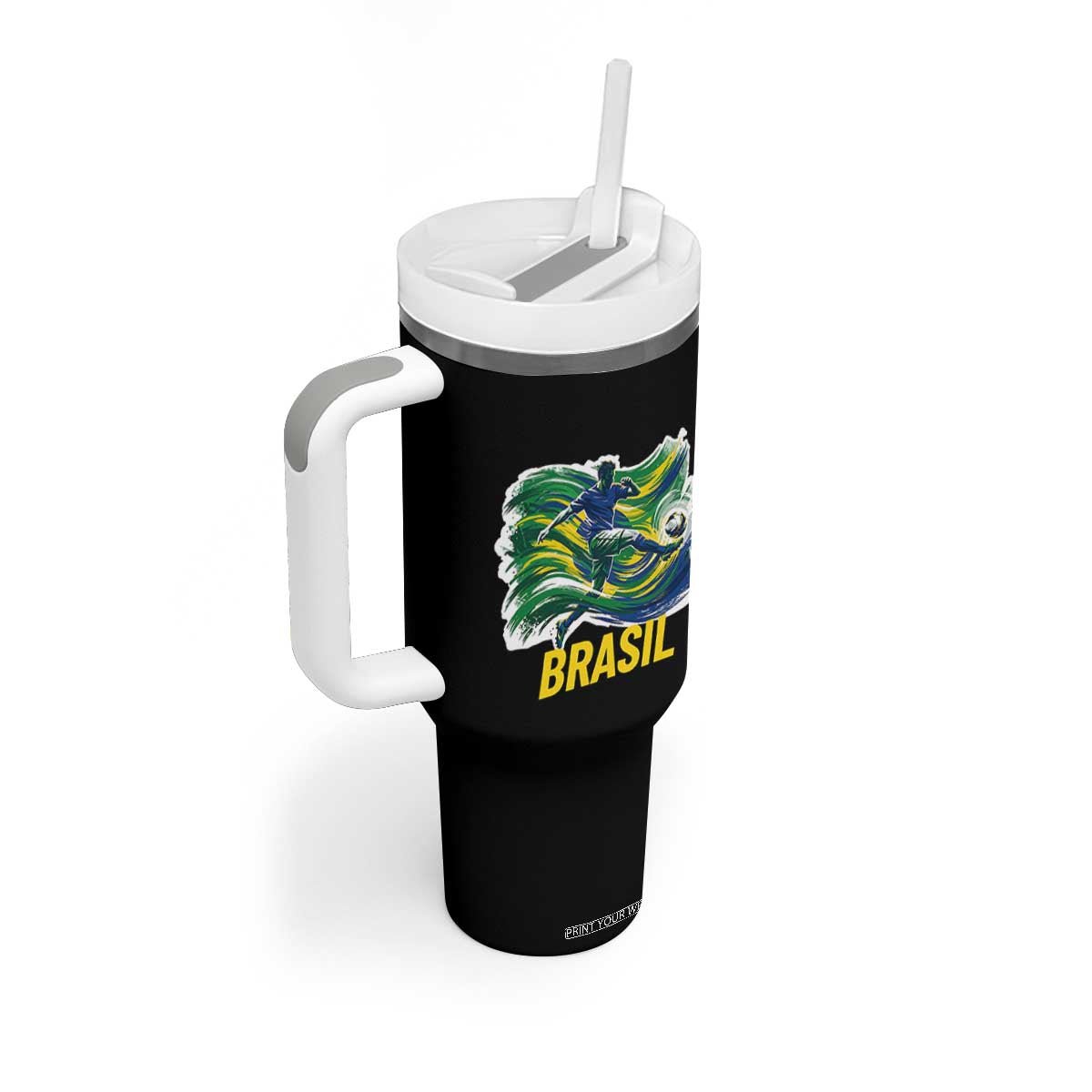 Brazil Soccer Brasil Flag Patriotic Sports Tumbler With Handle Brazilian Football Fan Supporter TS14 Print Your Wear