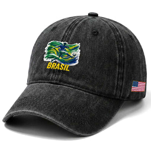 Brazil Soccer Brasil Flag Patriotic Sports Washed Cotton Baseball Cap Brazilian Football Fan Supporter