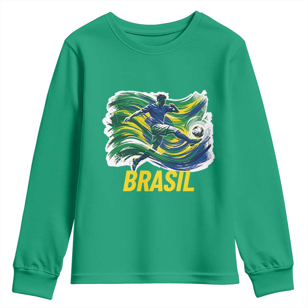 Brazil Soccer Brasil Flag Patriotic Sports Youth Sweatshirt Brazilian Football Fan Supporter