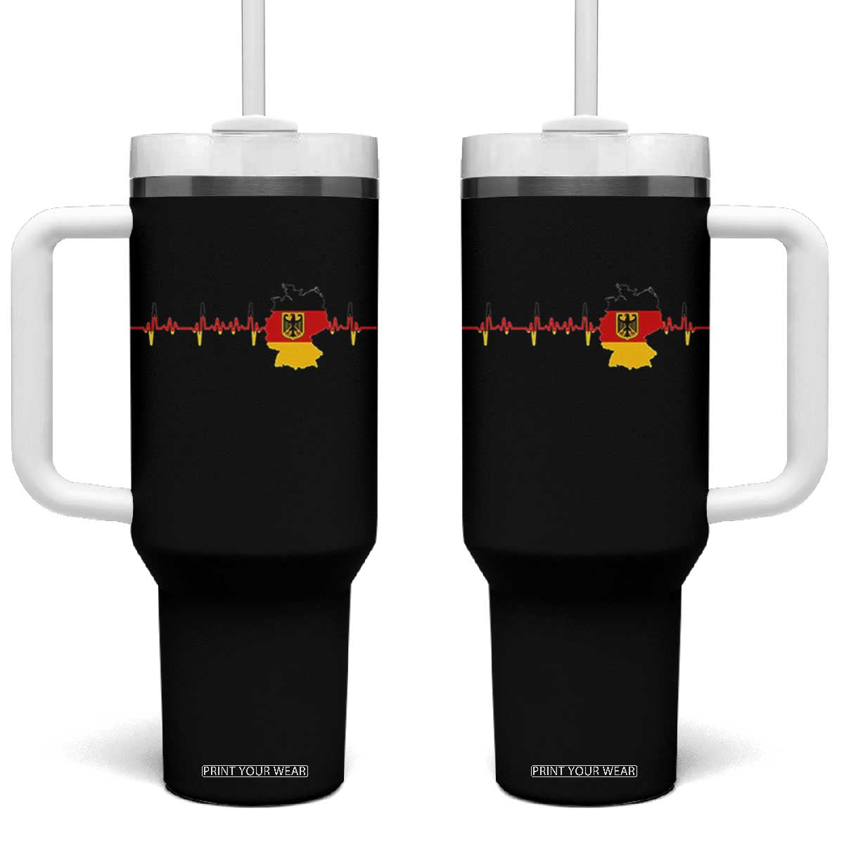 Deutschland Flag Eagle Vintage German Heritage Pride Tumbler With Handle TS14 One Size: 40 oz Black Print Your Wear