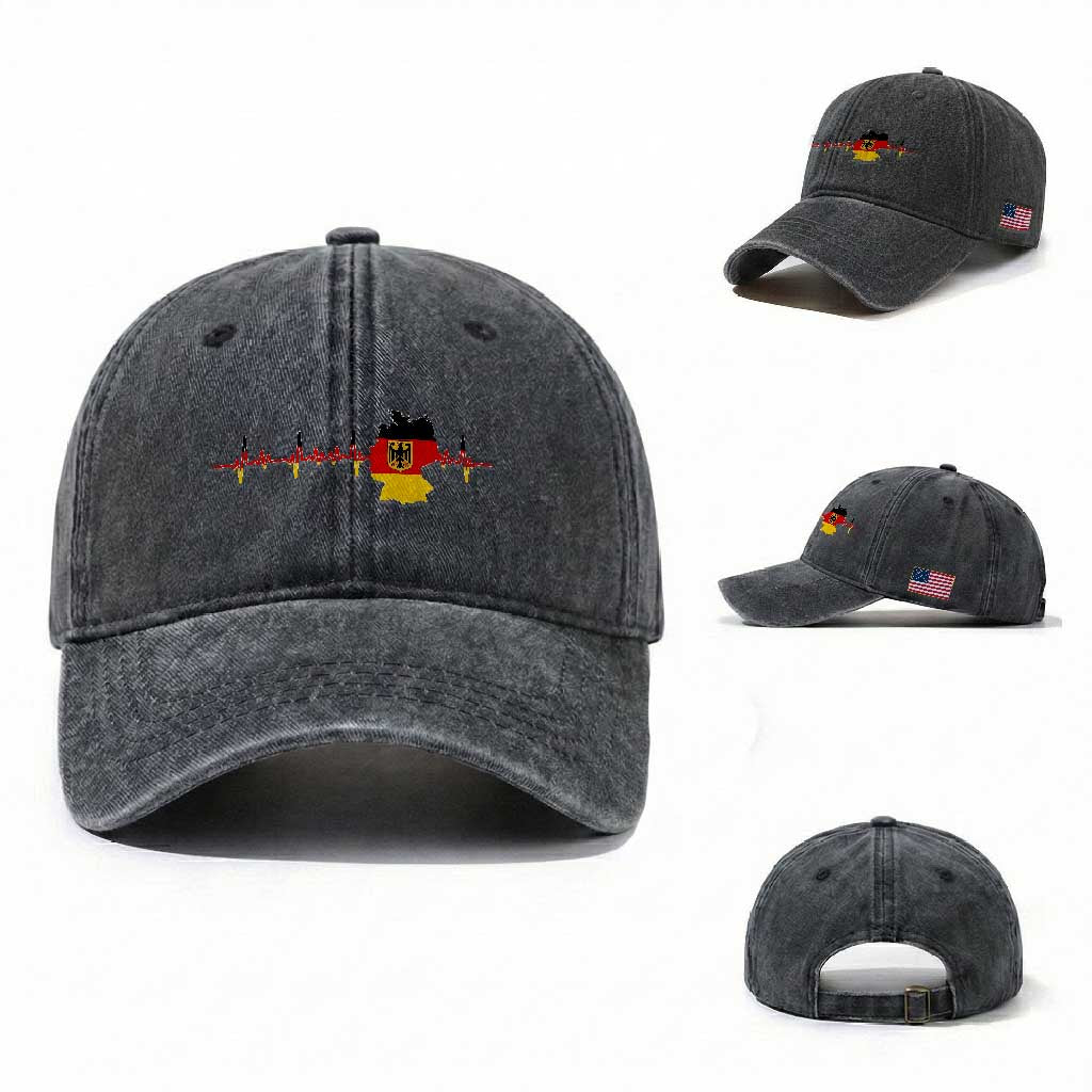 Deutschland Flag Eagle Vintage German Heritage Pride Washed Cotton Baseball Cap