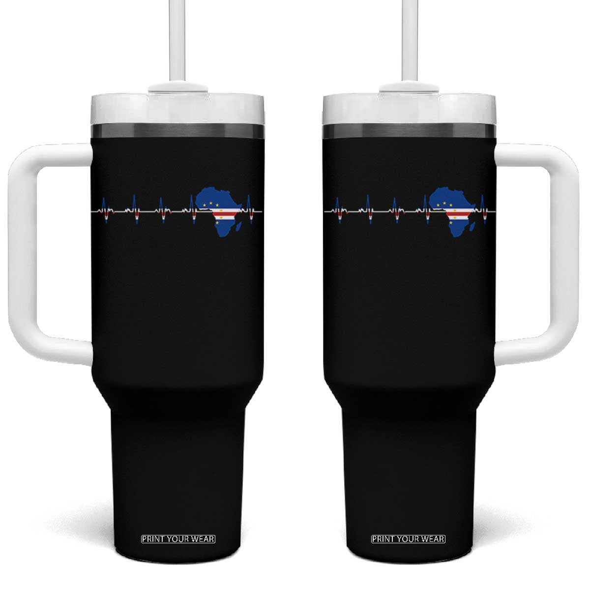 Germany Heartbeat EKG Deutschland Flag Map Tumbler With Handle TS14 One Size: 40 oz Black Print Your Wear