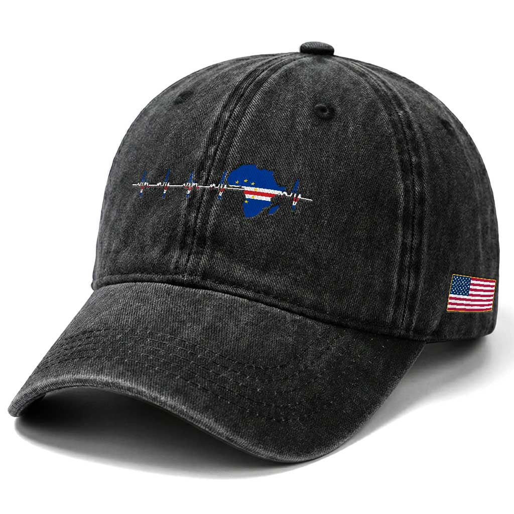 Germany Heartbeat EKG Deutschland Flag Map Washed Cotton Baseball Cap