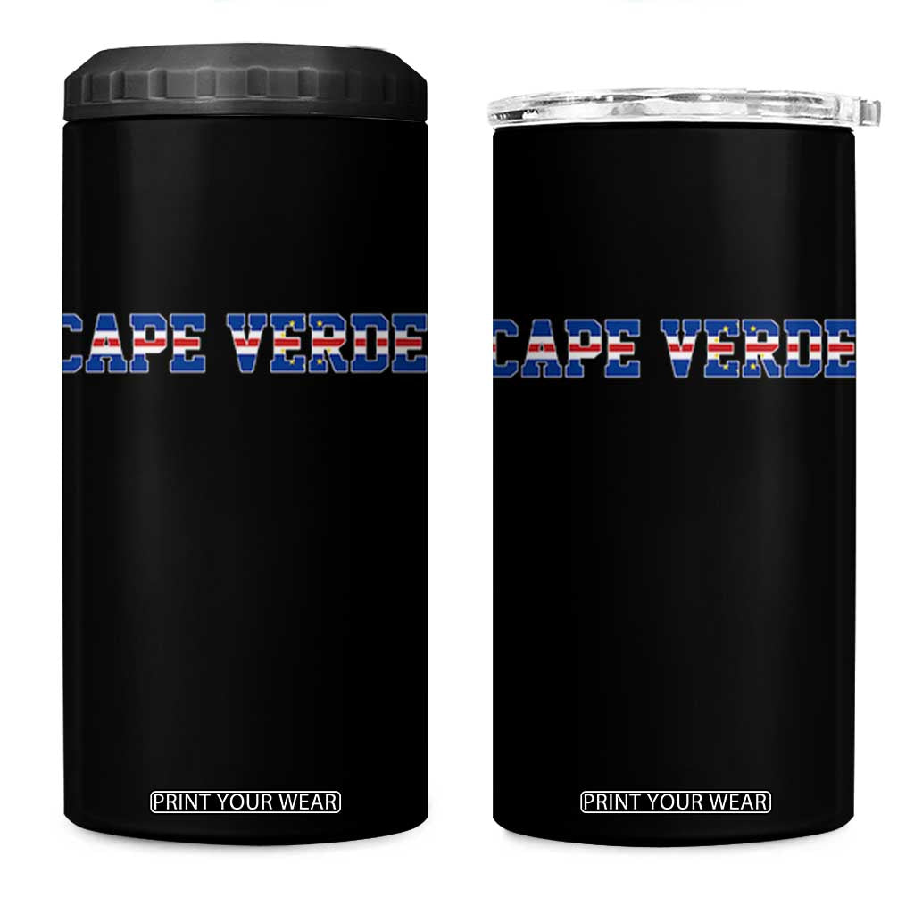 Cabo Verde Flag Cabo Verdean Pride 4 in 1 Can Cooler Tumbler TS14 One Size: 16 oz Black Print Your Wear