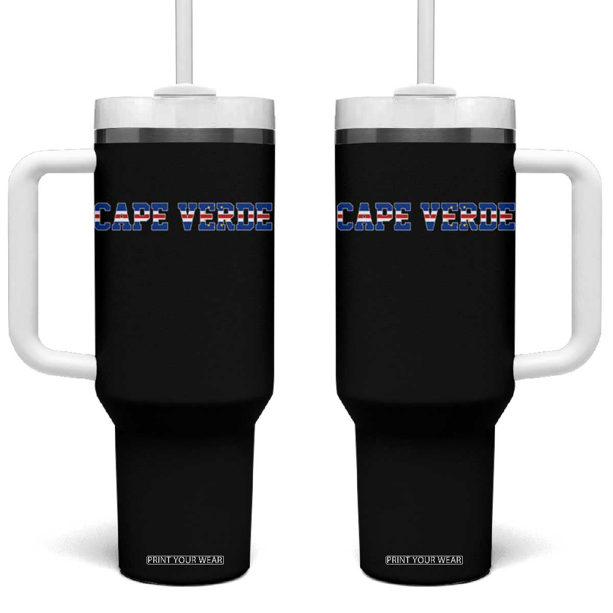 Cabo Verde Flag Cabo Verdean Pride Tumbler With Handle TS14 One Size: 40 oz Black Print Your Wear