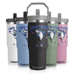 Cape Verde Flag Map Shark Cape Verdean Roots Flip Straw Tumbler TS14 Print Your Wear