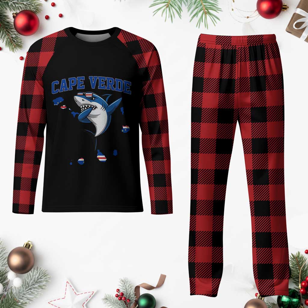 Cape Verde Flag Map Shark Cape Verdean Roots Plaid Pajama Set TS14 Buffalo Plaid Print Your Wear