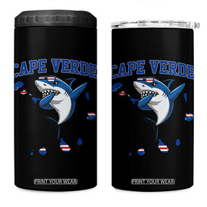 Cape Verde Flag Map Shark Cape Verdean Roots 4 in 1 Can Cooler Tumbler TS14 One Size: 16 oz Black Print Your Wear