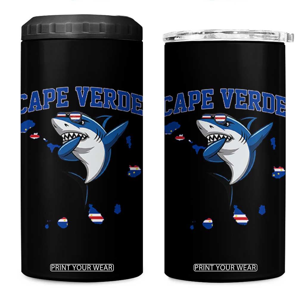 Cape Verde Flag Map Shark Cape Verdean Roots 4 in 1 Can Cooler Tumbler TS14 One Size: 16 oz Black Print Your Wear