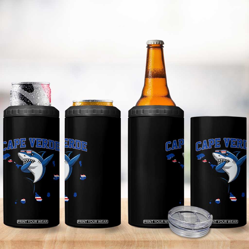 Cape Verde Flag Map Shark Cape Verdean Roots 4 in 1 Can Cooler Tumbler TS14 Print Your Wear