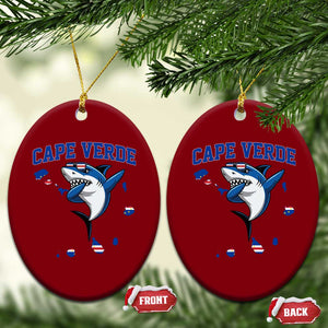 Cape Verde Flag Map Shark Cape Verdean Roots Ceramic Ornament