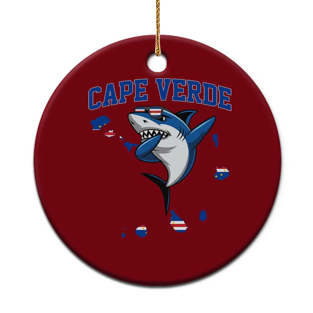 Cape Verde Flag Map Shark Cape Verdean Roots Ceramic Ornament