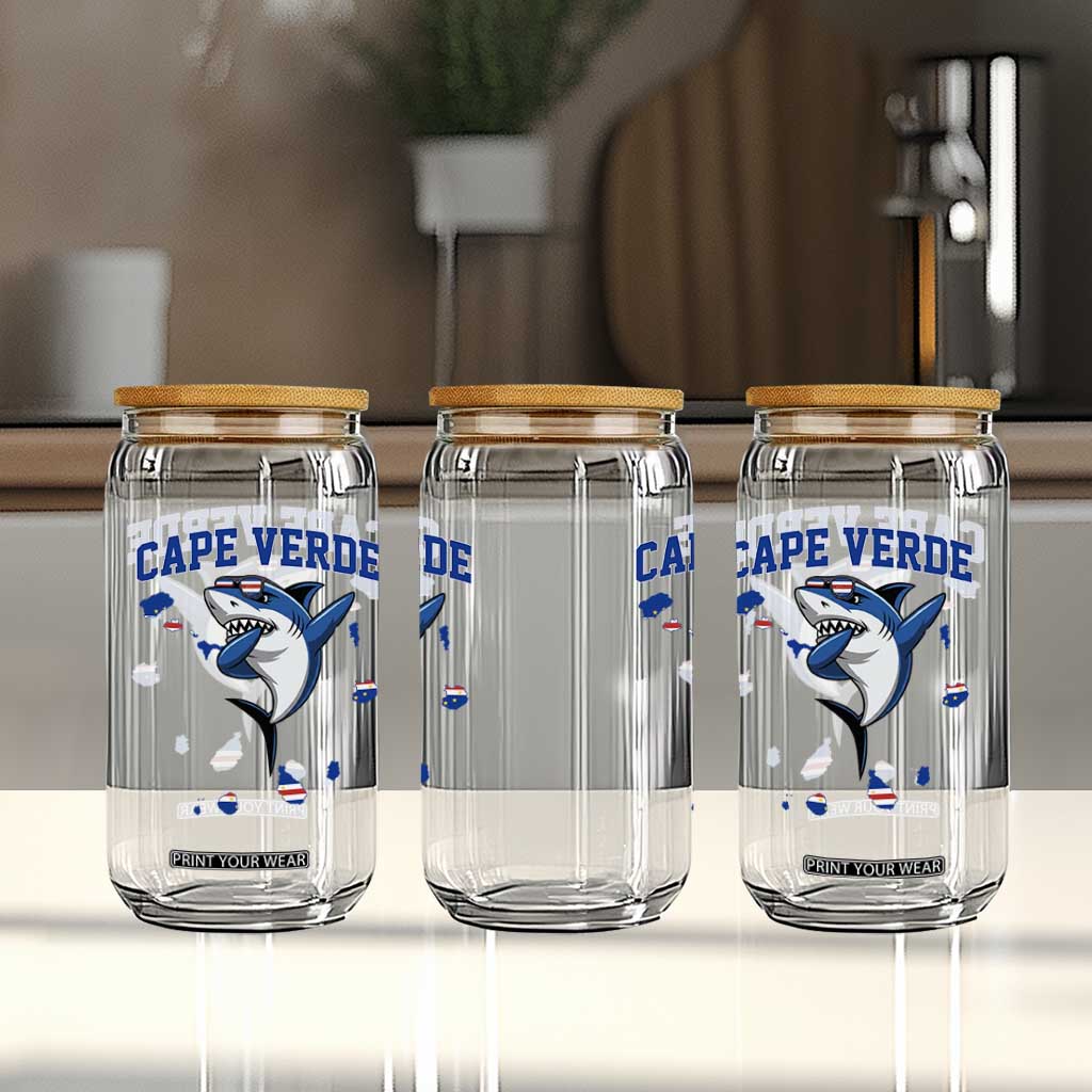Cape Verde Flag Map Shark Cape Verdean Roots Glass Can TS14 Print Your Wear