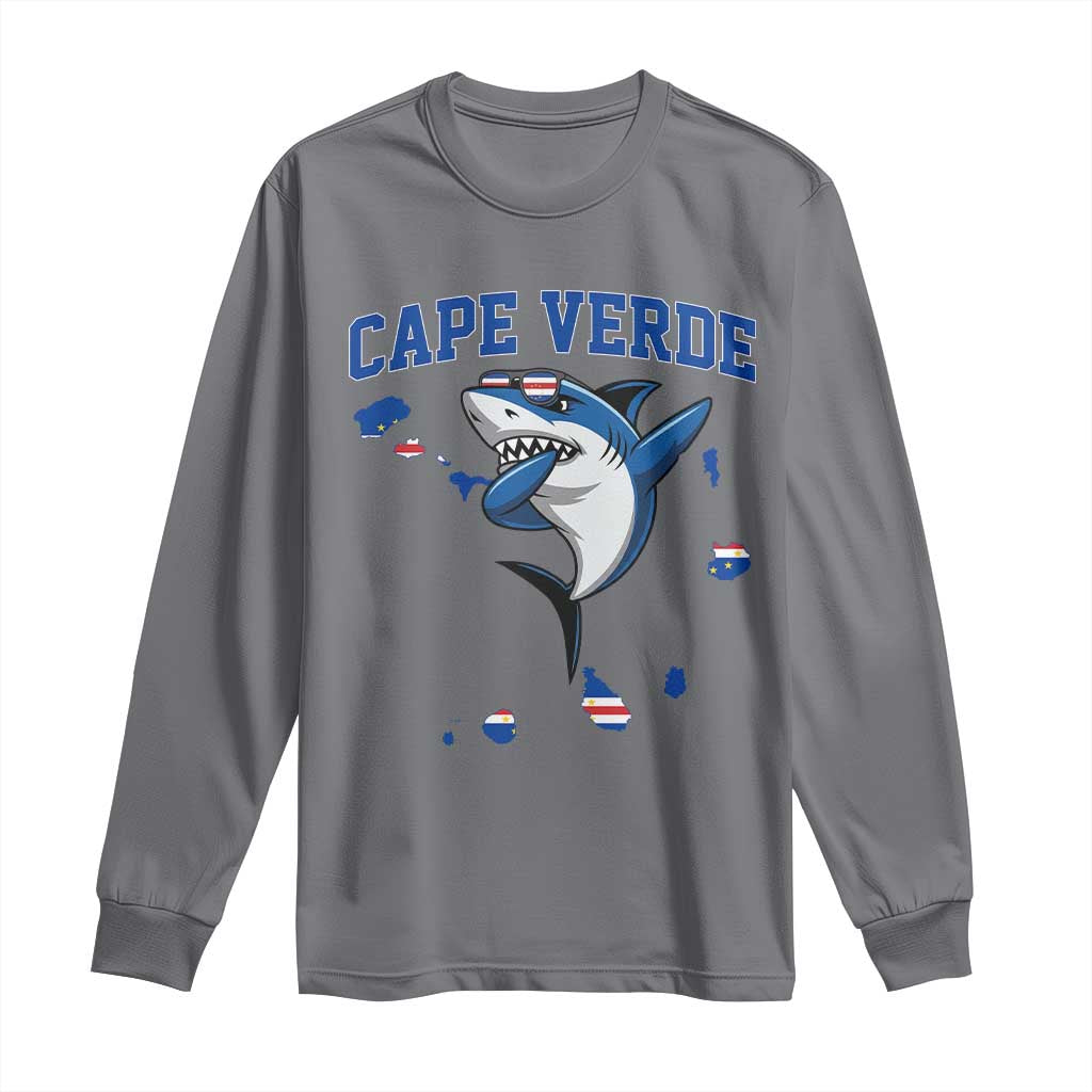 Cape Verde Flag Map Shark Cape Verdean Roots Long Sleeve Shirt