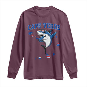 Cape Verde Flag Map Shark Cape Verdean Roots Long Sleeve Shirt