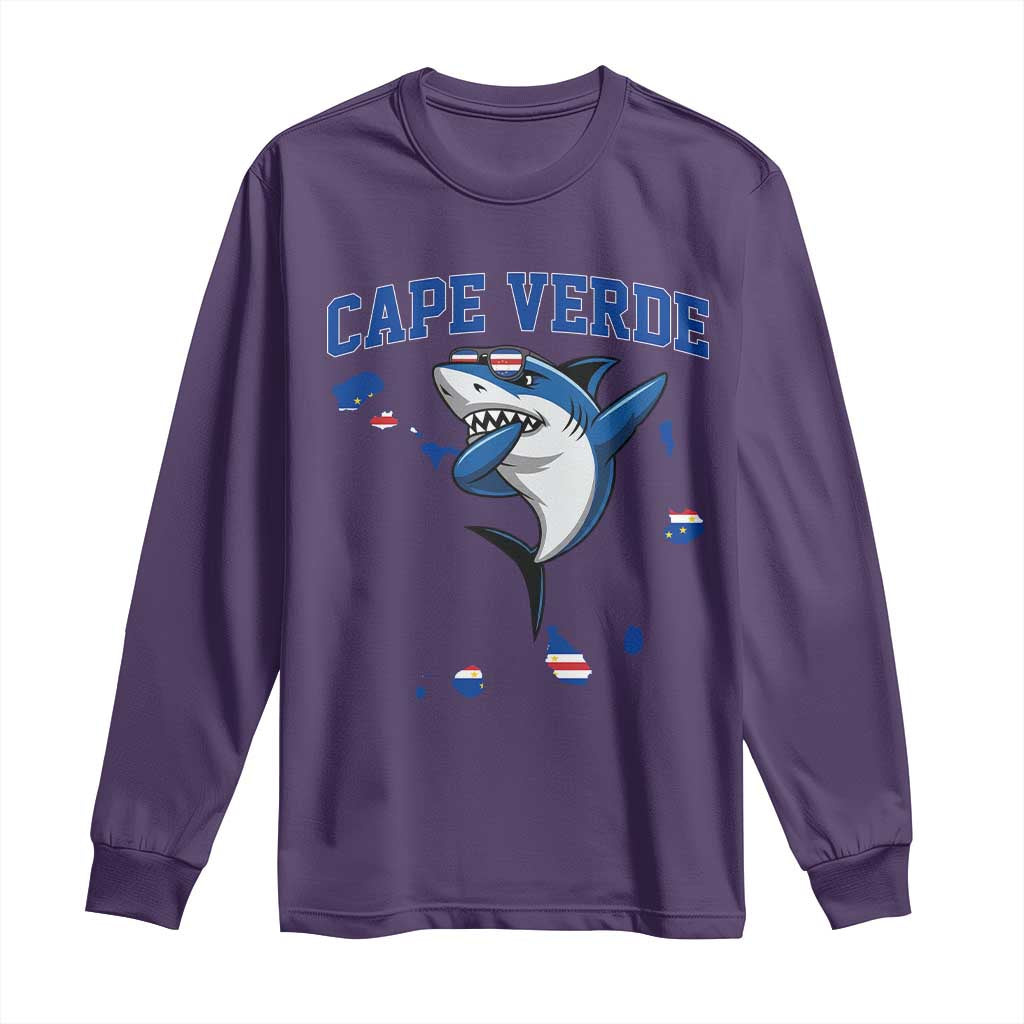 Cape Verde Flag Map Shark Cape Verdean Roots Long Sleeve Shirt