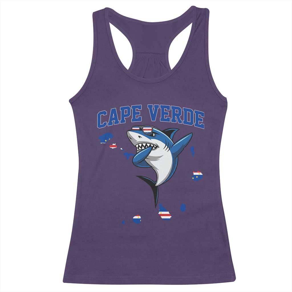 Cape Verde Flag Map Shark Cape Verdean Roots Racerback Tank Top