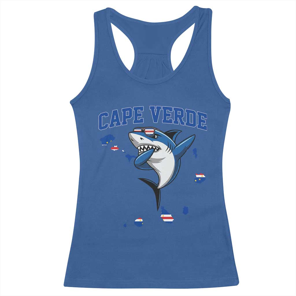 Cape Verde Flag Map Shark Cape Verdean Roots Racerback Tank Top