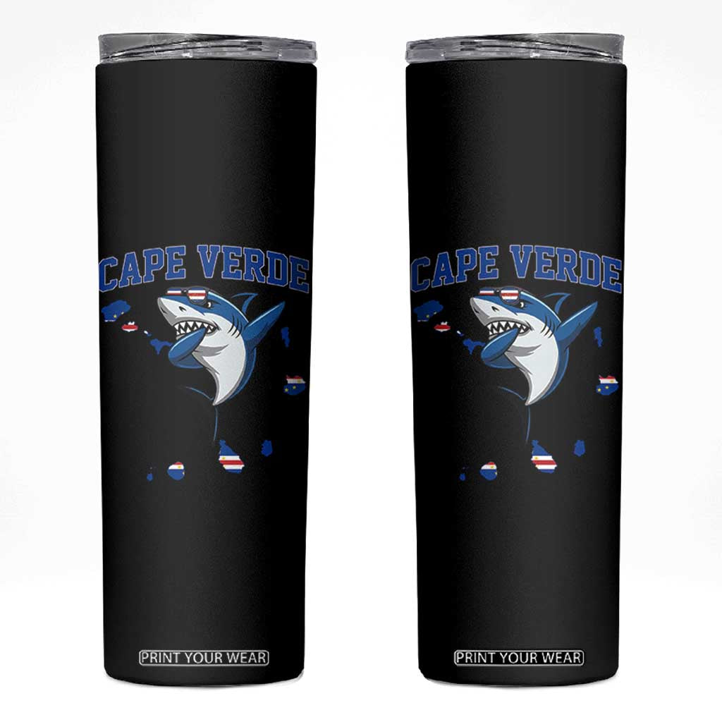 Cape Verde Flag Map Shark Cape Verdean Roots Skinny Tumbler TS14 Black Print Your Wear