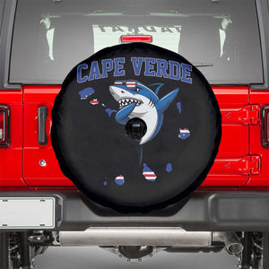 Cape Verde Flag Map Shark Cape Verdean Roots Spare Tire Cover TS14 Black Print Your Wear