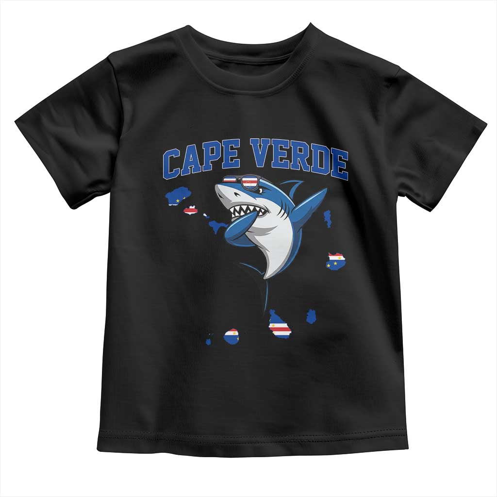 Cape Verde Flag Map Shark Cape Verdean Roots Toddler T Shirt TS14 Black Print Your Wear