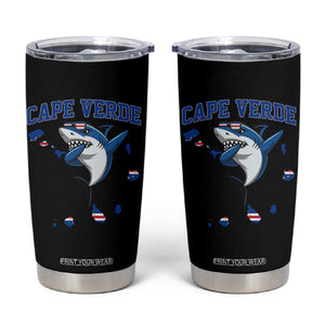 Cape Verde Flag Map Shark Cape Verdean Roots Tumbler Cup TS14 Black Print Your Wear