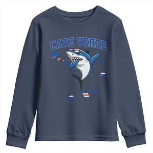 Cape Verde Flag Map Shark Cape Verdean Roots Youth Sweatshirt