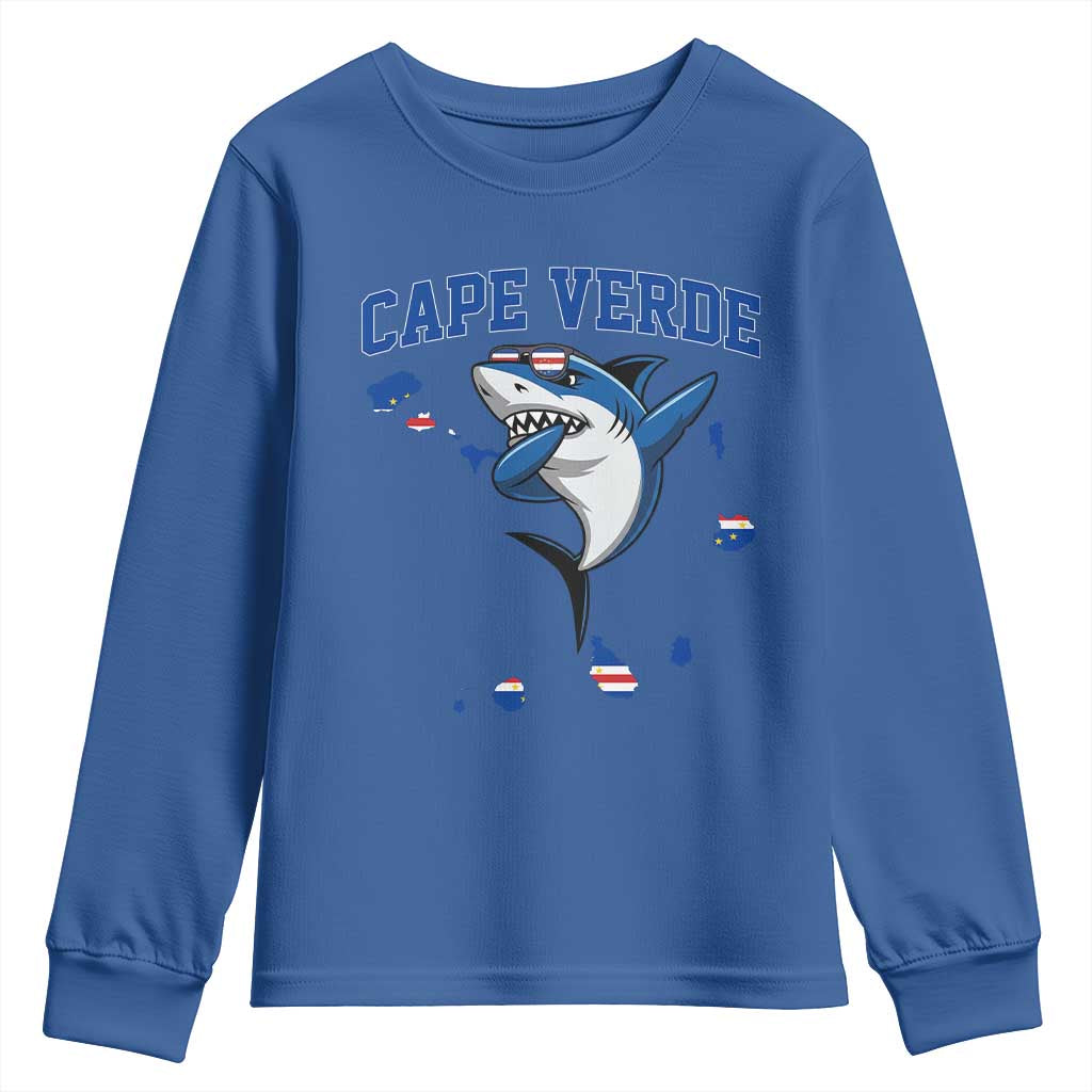 Cape Verde Flag Map Shark Cape Verdean Roots Youth Sweatshirt
