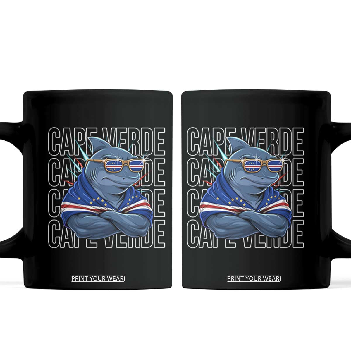 Cape Verde Flag Shark Cape Verdean Roots Cabo Verde Coffee Mug TS14 Black Print Your Wear