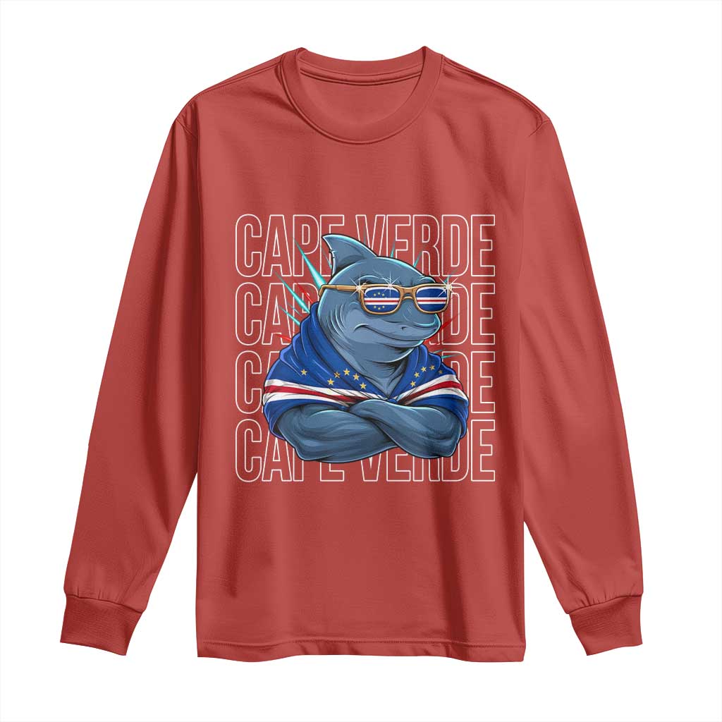 Cape Verde Flag Shark Cape Verdean Roots Cabo Verde Long Sleeve Shirt