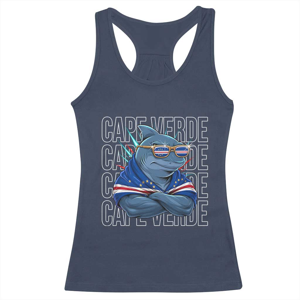 Cape Verde Flag Shark Cape Verdean Roots Cabo Verde Racerback Tank Top