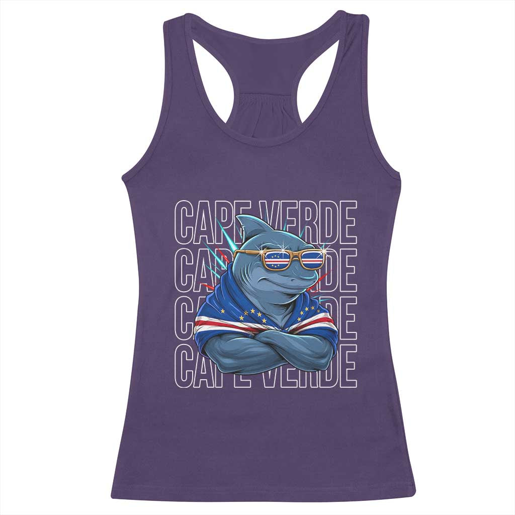 Cape Verde Flag Shark Cape Verdean Roots Cabo Verde Racerback Tank Top