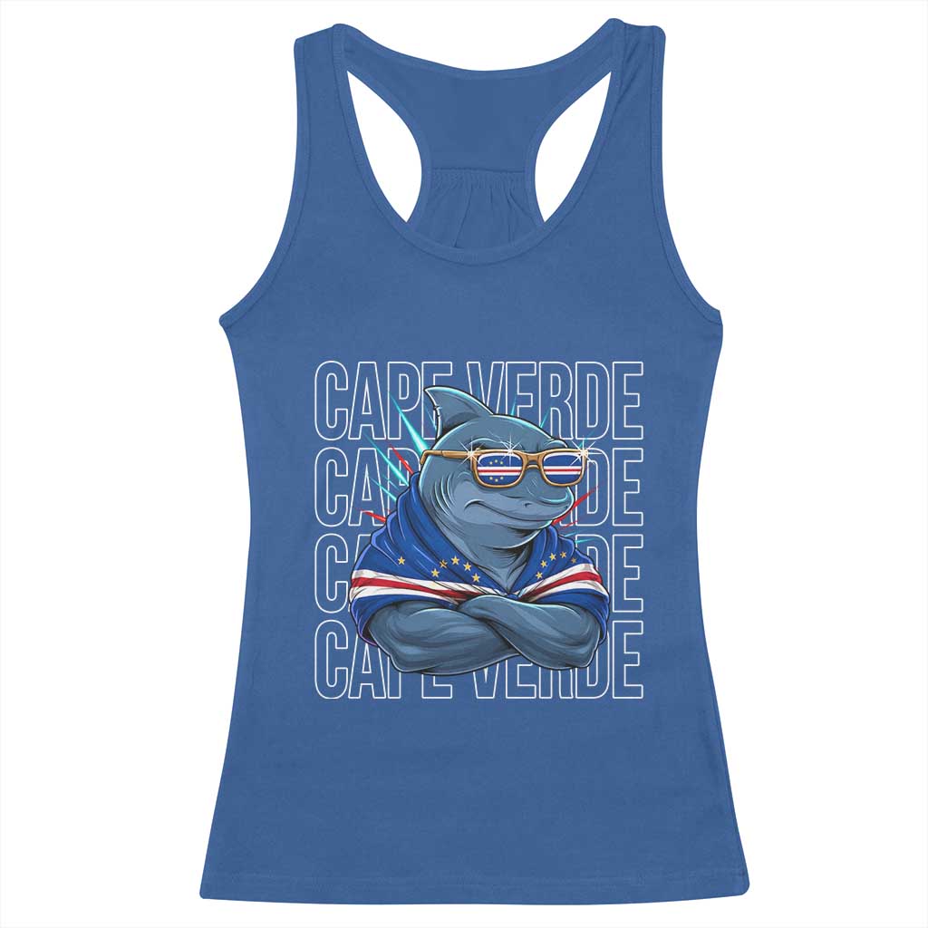 Cape Verde Flag Shark Cape Verdean Roots Cabo Verde Racerback Tank Top