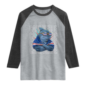Cape Verde Flag Shark Cape Verdean Roots Cabo Verde Raglan Shirt
