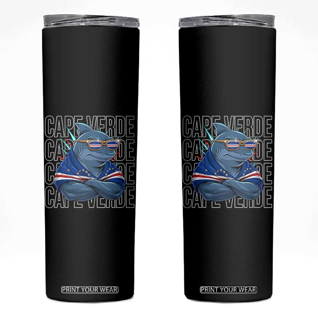 Cape Verde Flag Shark Cape Verdean Roots Cabo Verde Skinny Tumbler TS14 Black Print Your Wear