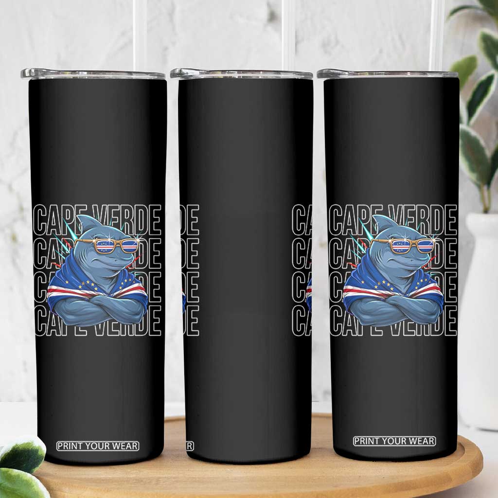 Cape Verde Flag Shark Cape Verdean Roots Cabo Verde Skinny Tumbler TS14 Print Your Wear