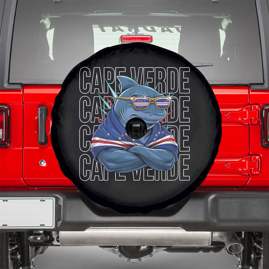 Cape Verde Flag Shark Cape Verdean Roots Cabo Verde Spare Tire Cover TS14 Black Print Your Wear