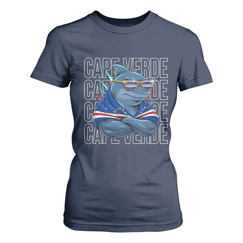 Cape Verde Flag Shark Cape Verdean Roots Cabo Verde T Shirt For Women