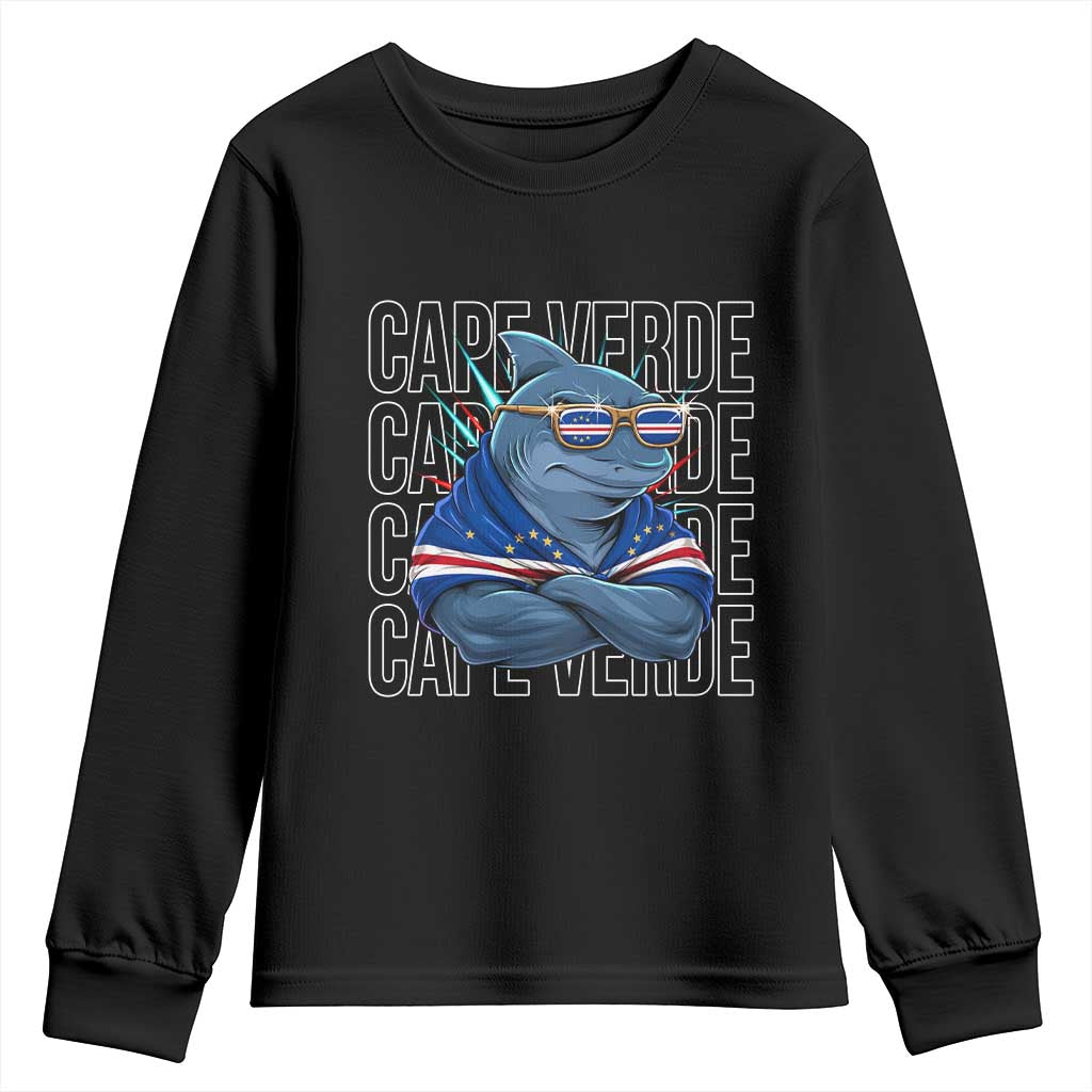 Cape Verde Flag Shark Cape Verdean Roots Cabo Verde Youth Sweatshirt
