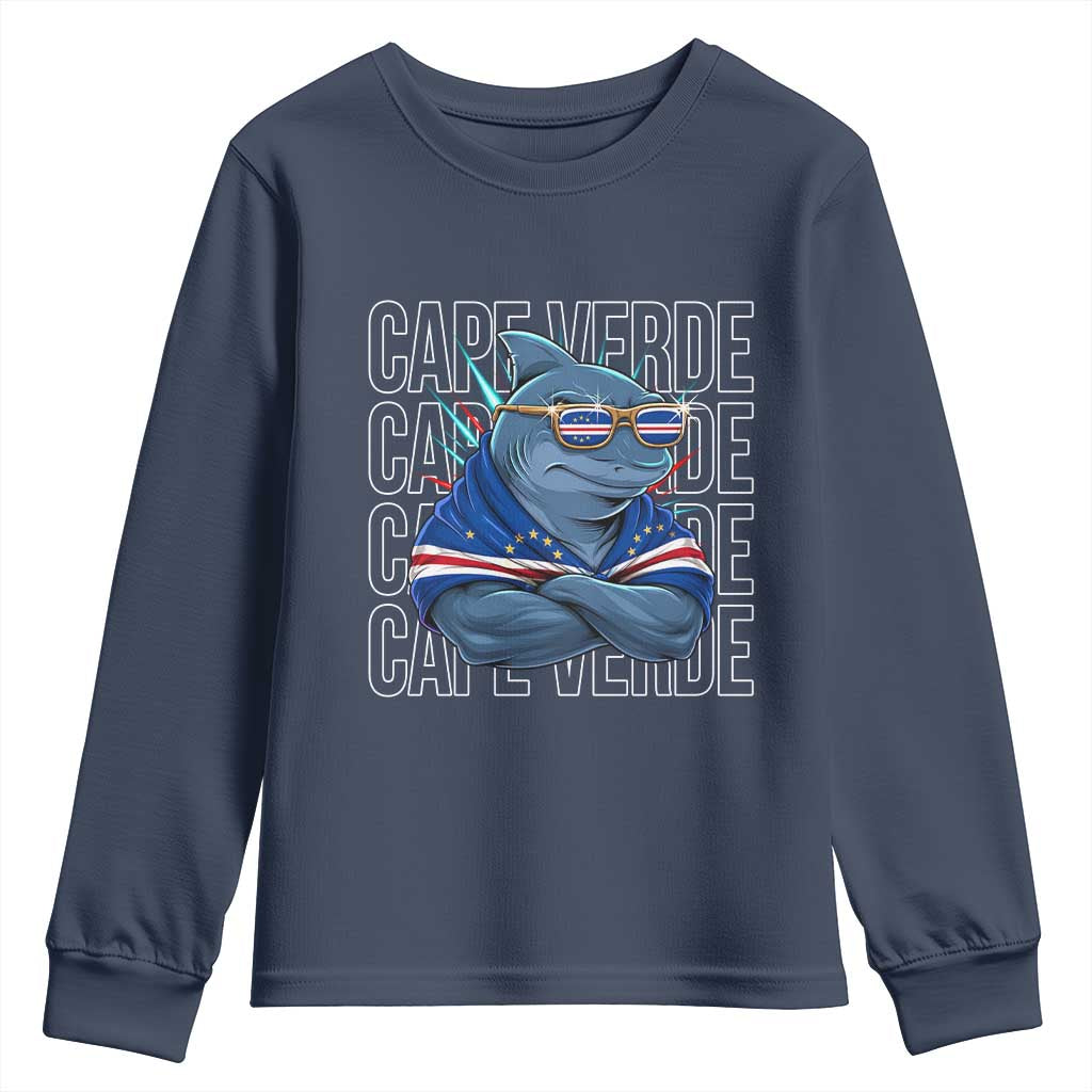 Cape Verde Flag Shark Cape Verdean Roots Cabo Verde Youth Sweatshirt