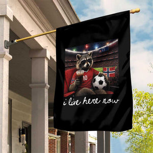 Norway Soccer Football Fan Norge Norwegian Flag Garden Flag Funny Raccoon Drinking Iced Coffee TS14 Print Your Wear
