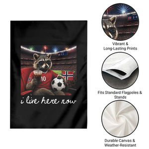 Norway Soccer Football Fan Norge Norwegian Flag Garden Flag Funny Raccoon Drinking Iced Coffee TS14 Print Your Wear