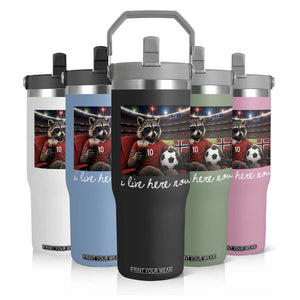 Norway Soccer Football Fan Norge Norwegian Flag Flip Straw Tumbler Funny Raccoon Drinking Iced Coffee TS14 Print Your Wear