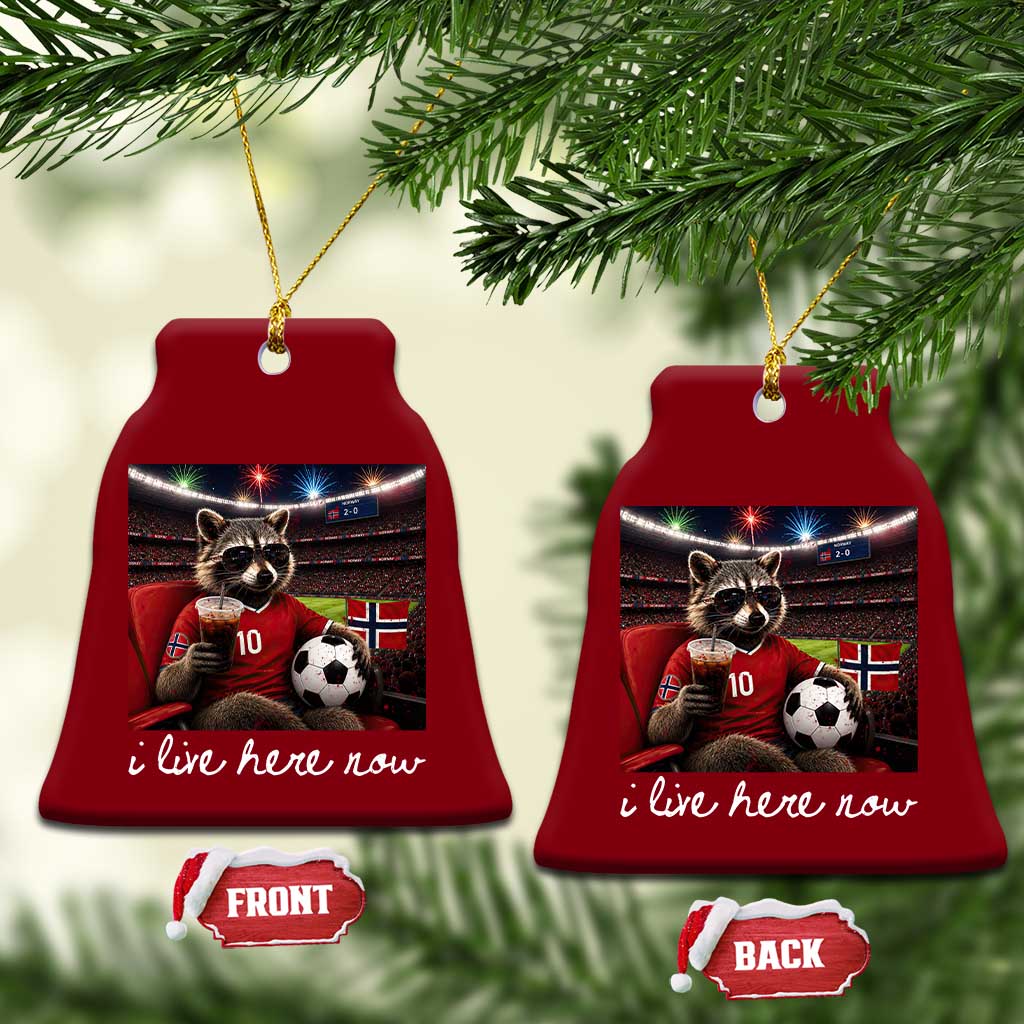 Norway Soccer Football Fan Norge Norwegian Flag Ceramic Ornament Funny Raccoon Drinking Iced Coffee TS14 Print Your Wear